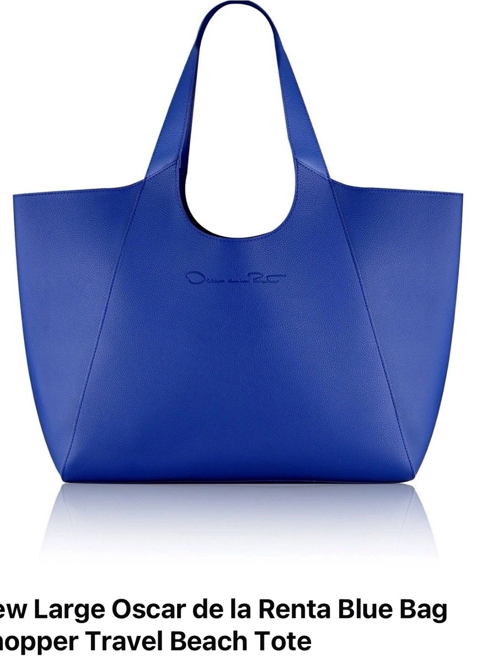 Oscar de la Renta Cobalt Blue Pebbled Leather Tote